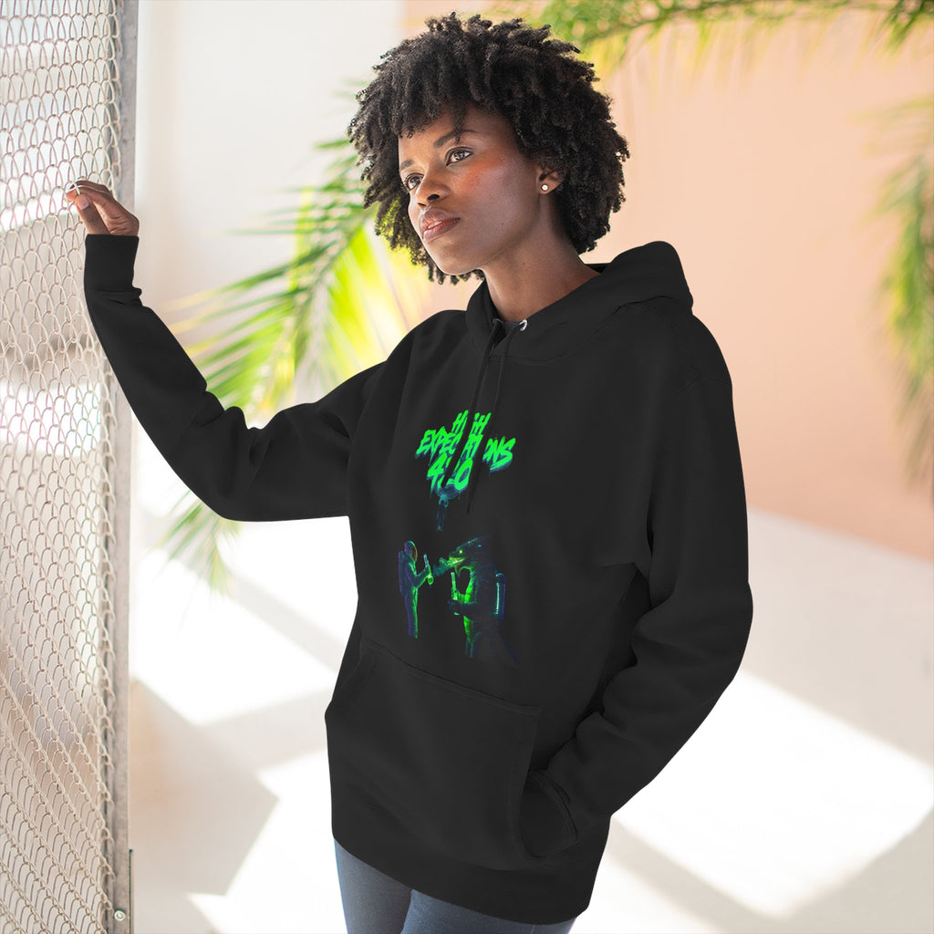 Fleece Hoodie - Neon Concert Photo Graphic "Dank Zilla"