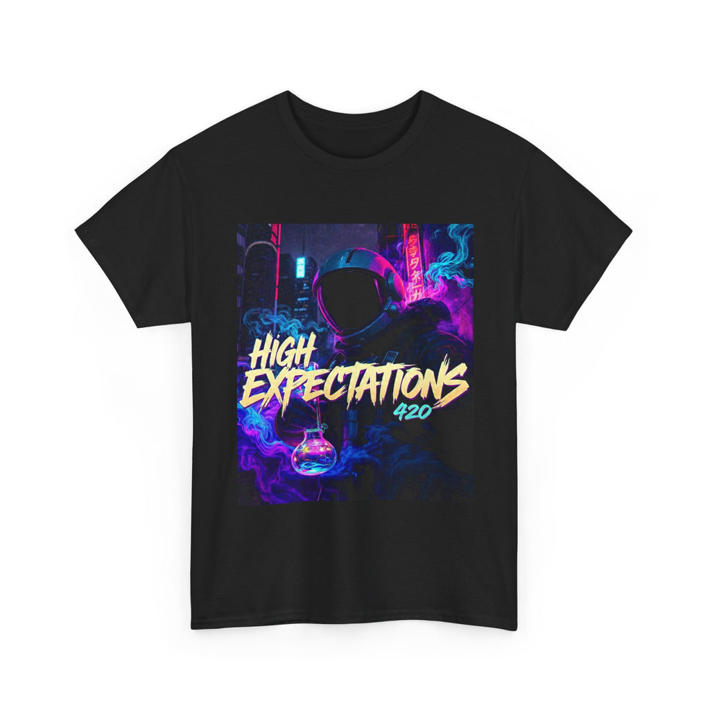Neon Vaporwave 'High Expectations 420' T-Shirt