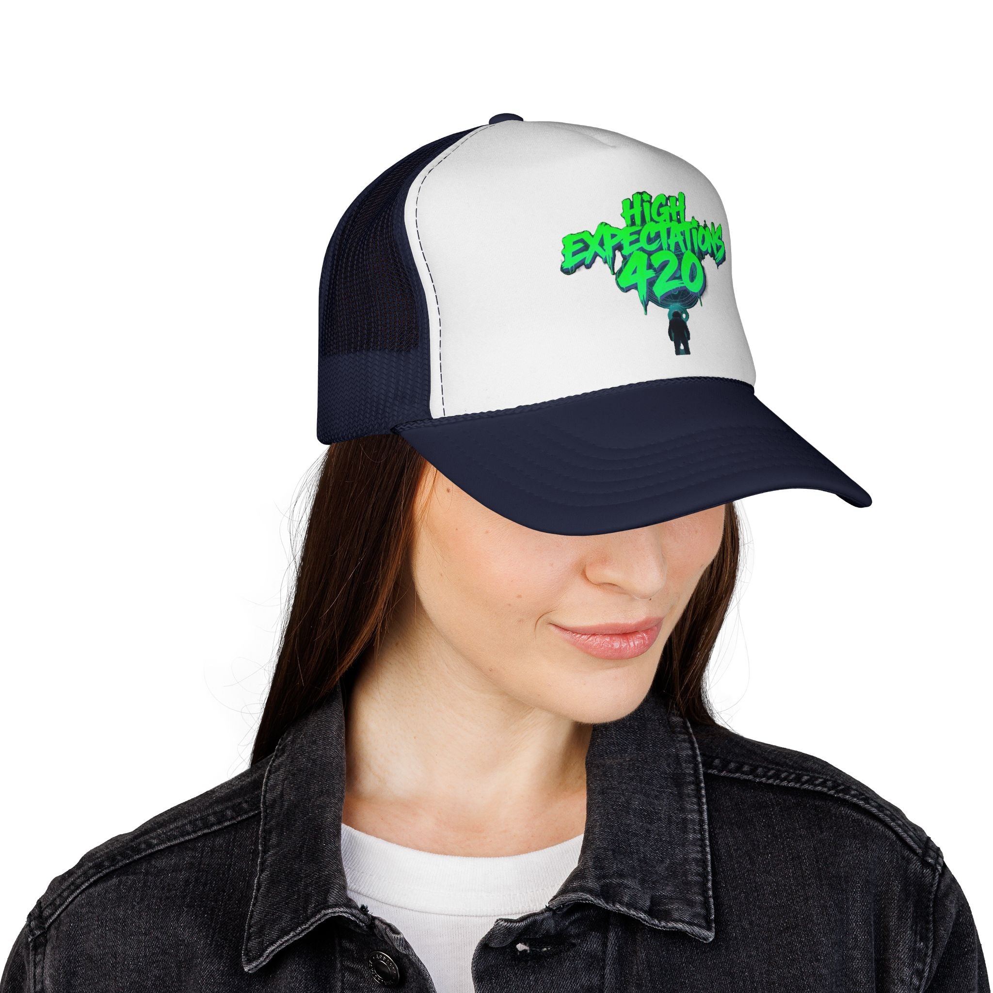 Trucker Cap — "High Expectations 420" Graphic Mesh Hat