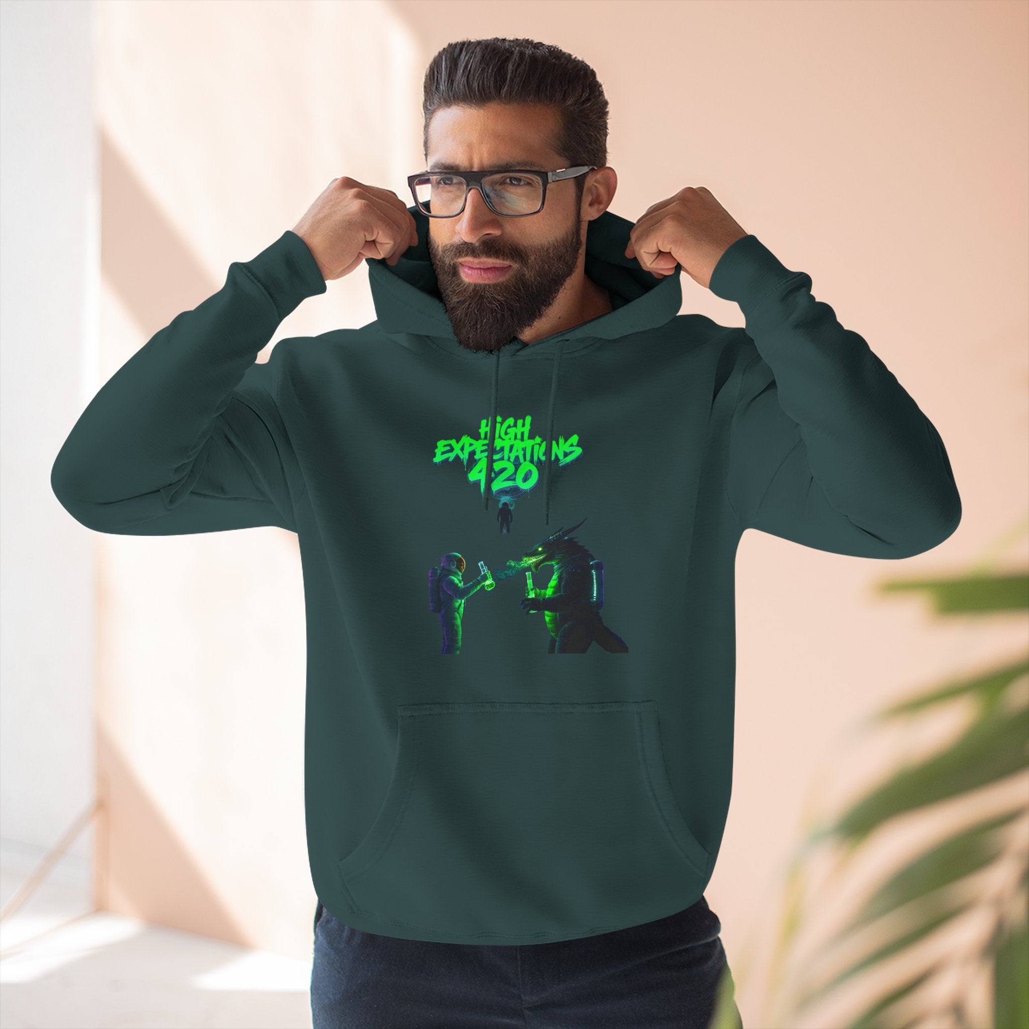 Fleece Hoodie - Neon Concert Photo Graphic "Dank Zilla"