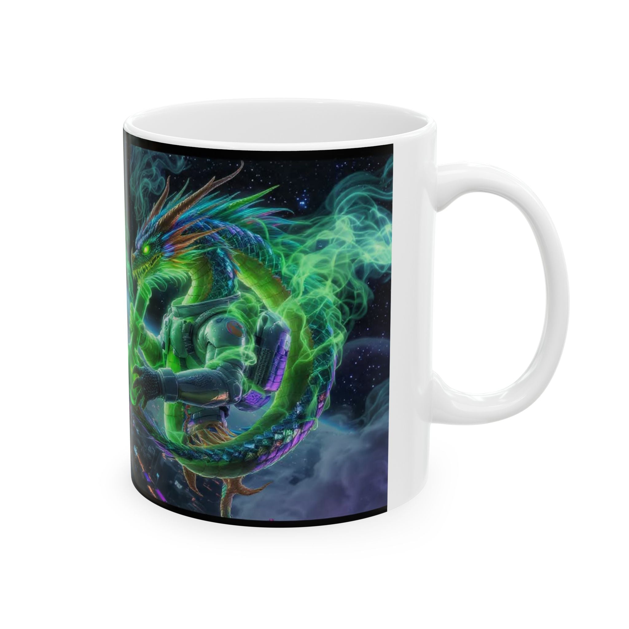 Ceramic Mug — Neon Dragon Smoking Bong Cityscape "Night Elevations 2020"