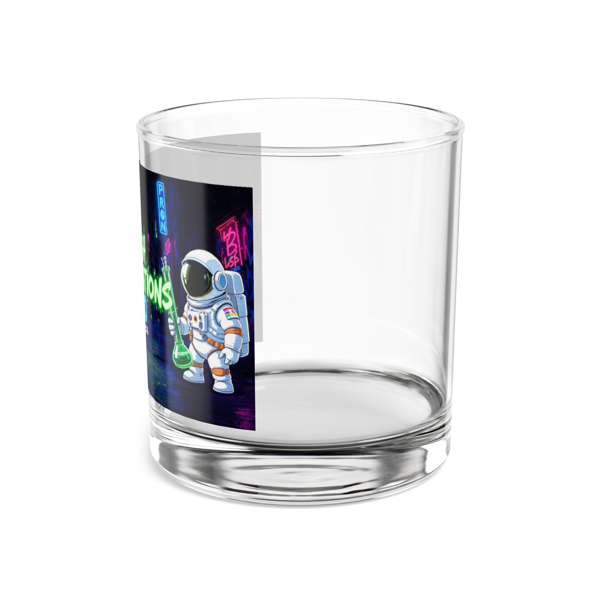 High Expectations 420 Rocks Glass — Neon Dragon Astronaut 10oz