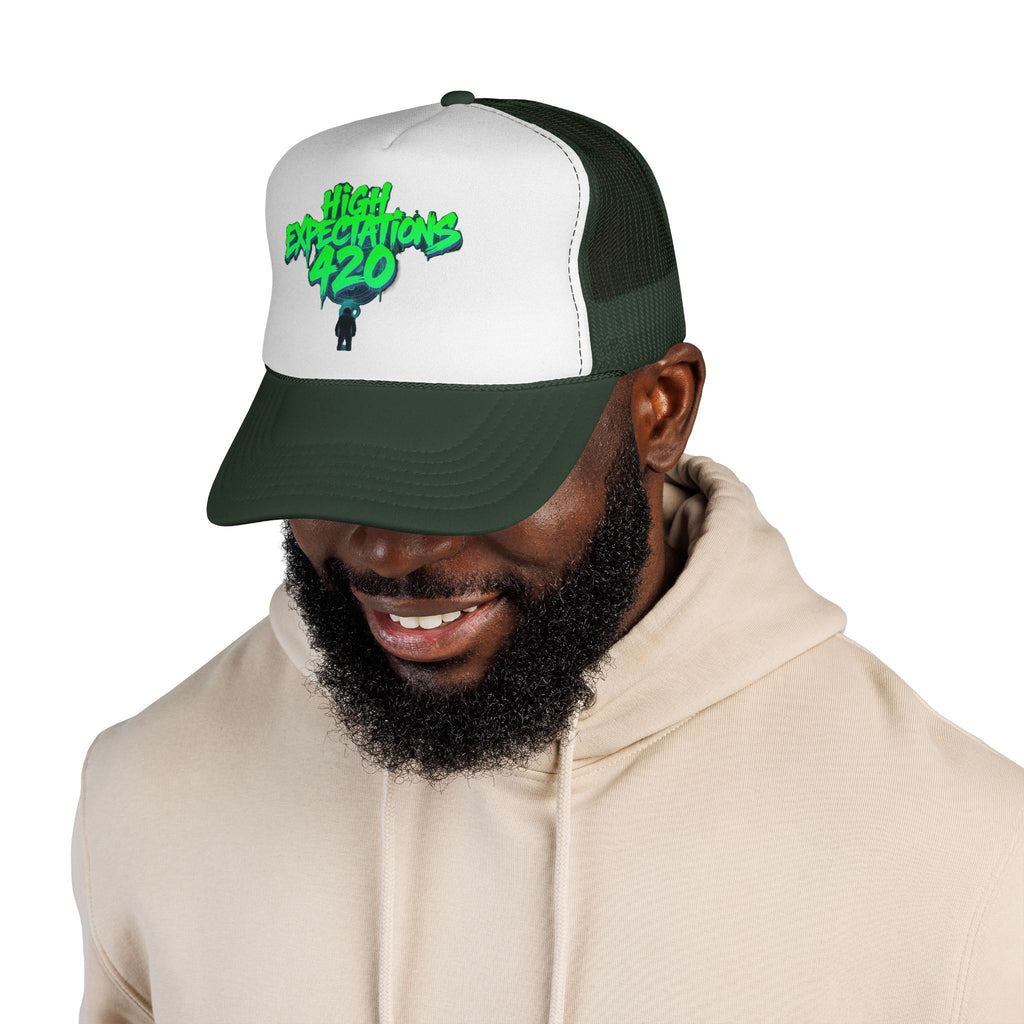 Trucker Cap — "High Expectations 420" Graphic Mesh Hat