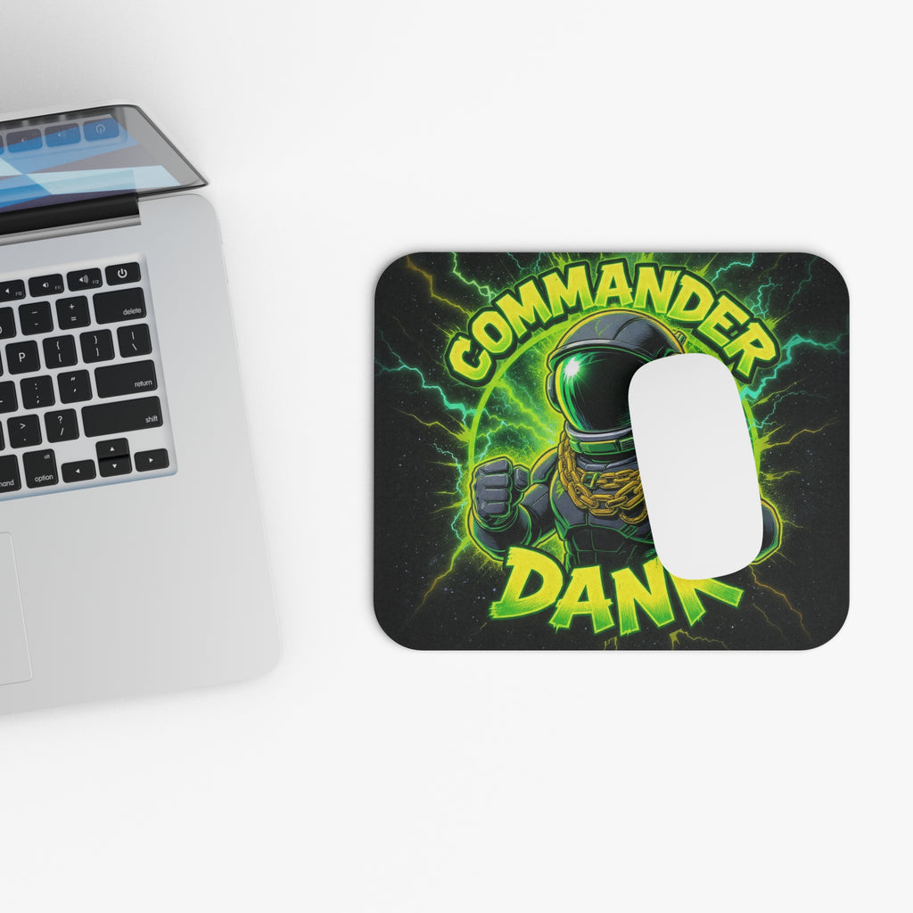 Commander Dank Mouse Pad — Neon Gamer Astronaut Desk Mat