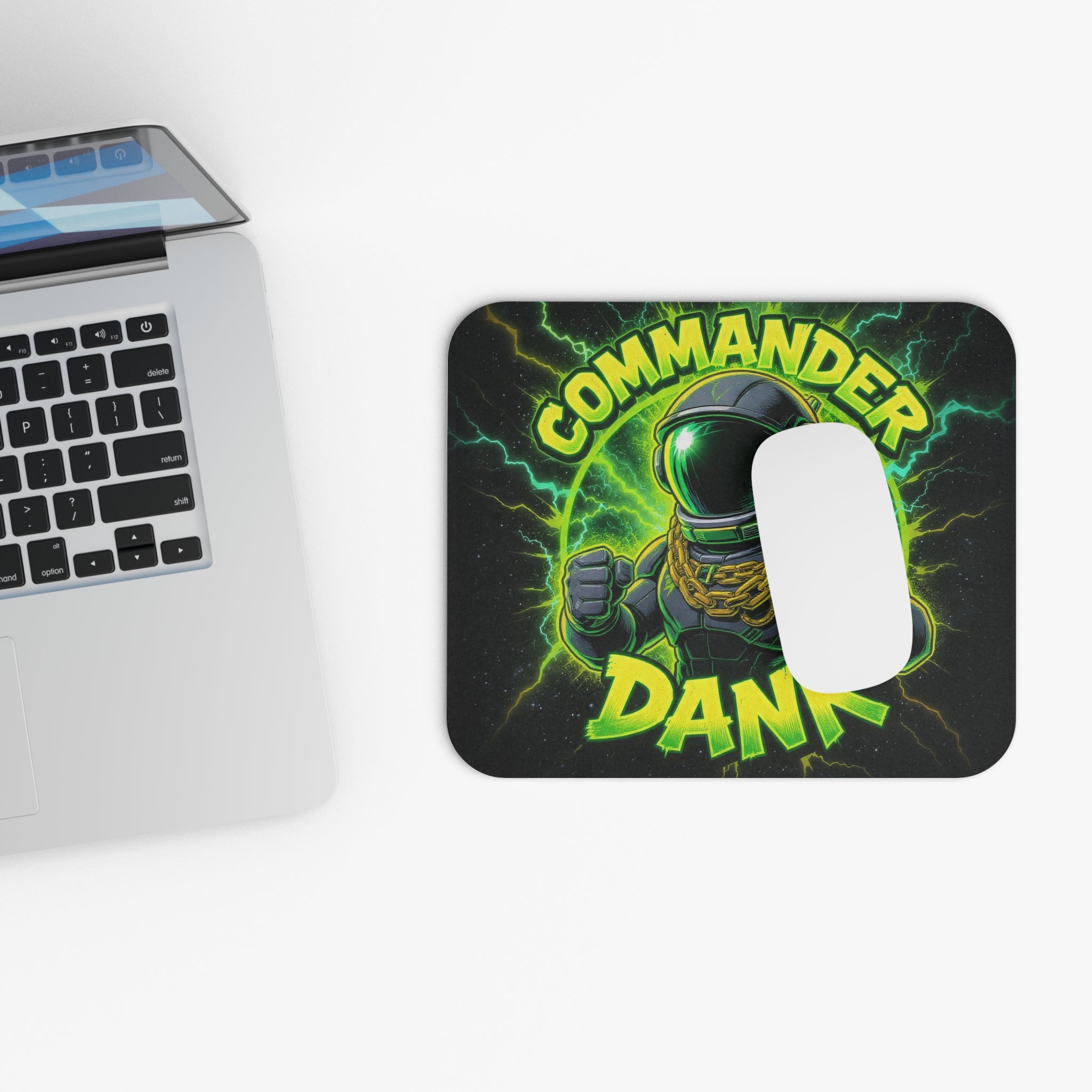 Commander Dank Mouse Pad — Neon Gamer Astronaut Desk Mat