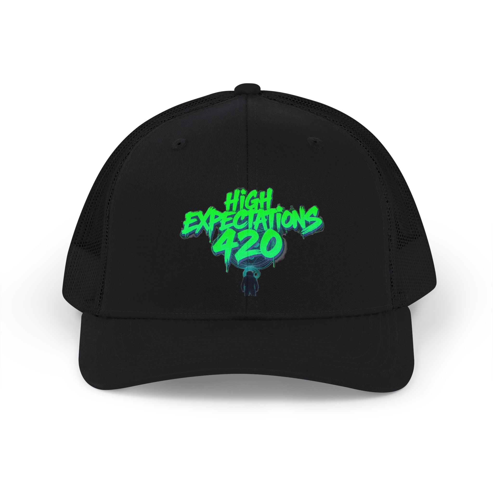 Snapback Trucker Cap — "High Expectations 420" Neon Graffiti Hat