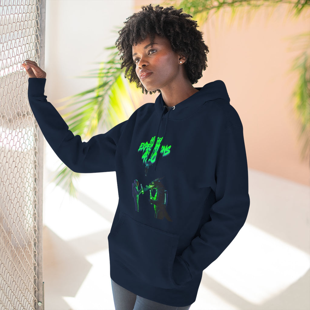 Fleece Hoodie - Neon Concert Photo Graphic "Dank Zilla"