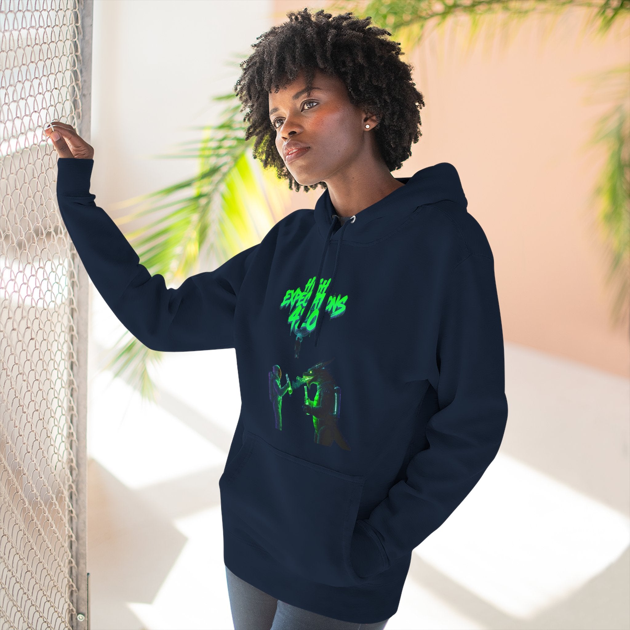Fleece Hoodie - Neon Concert Photo Graphic "Dank Zilla"