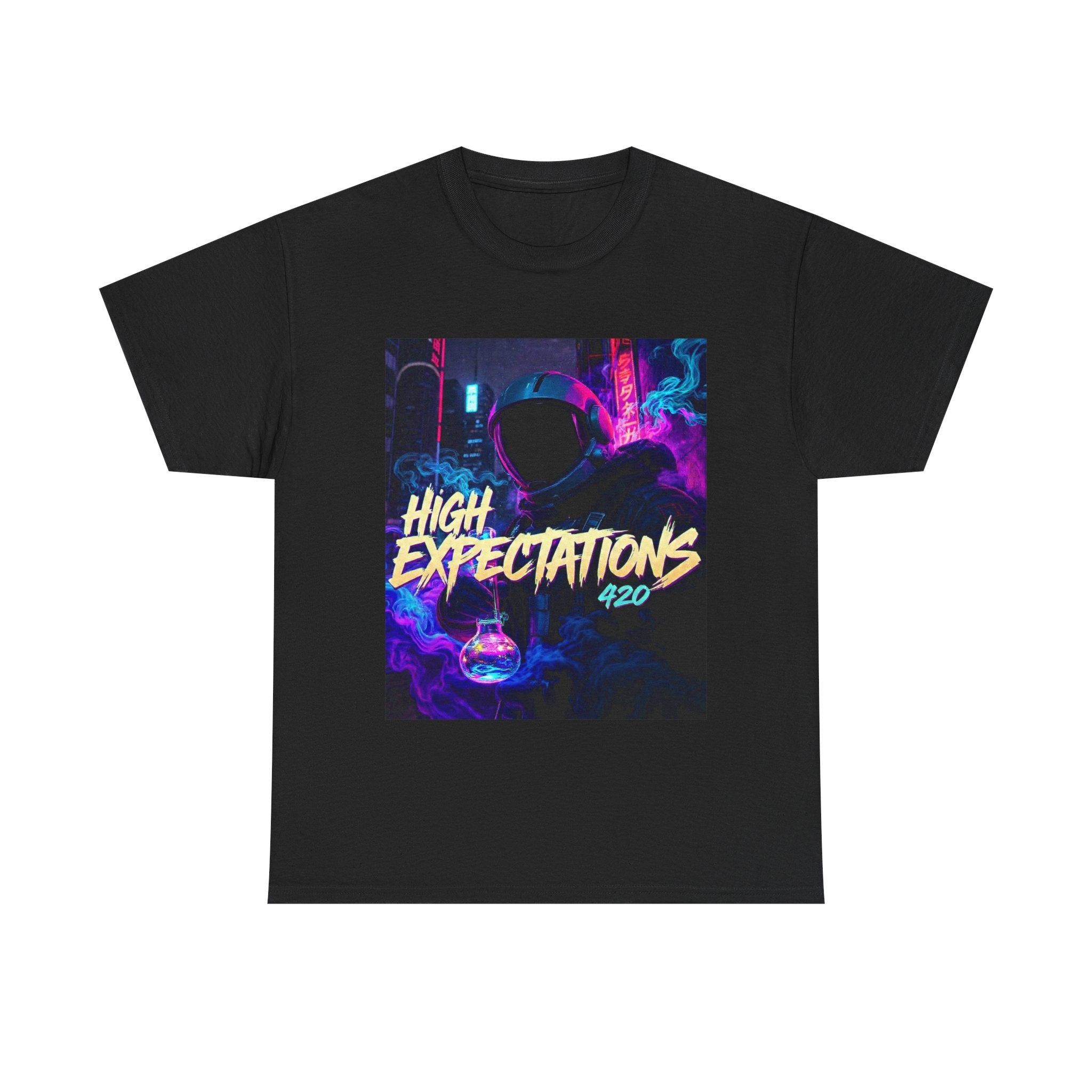 Neon Vaporwave 'High Expectations 420' T-Shirt