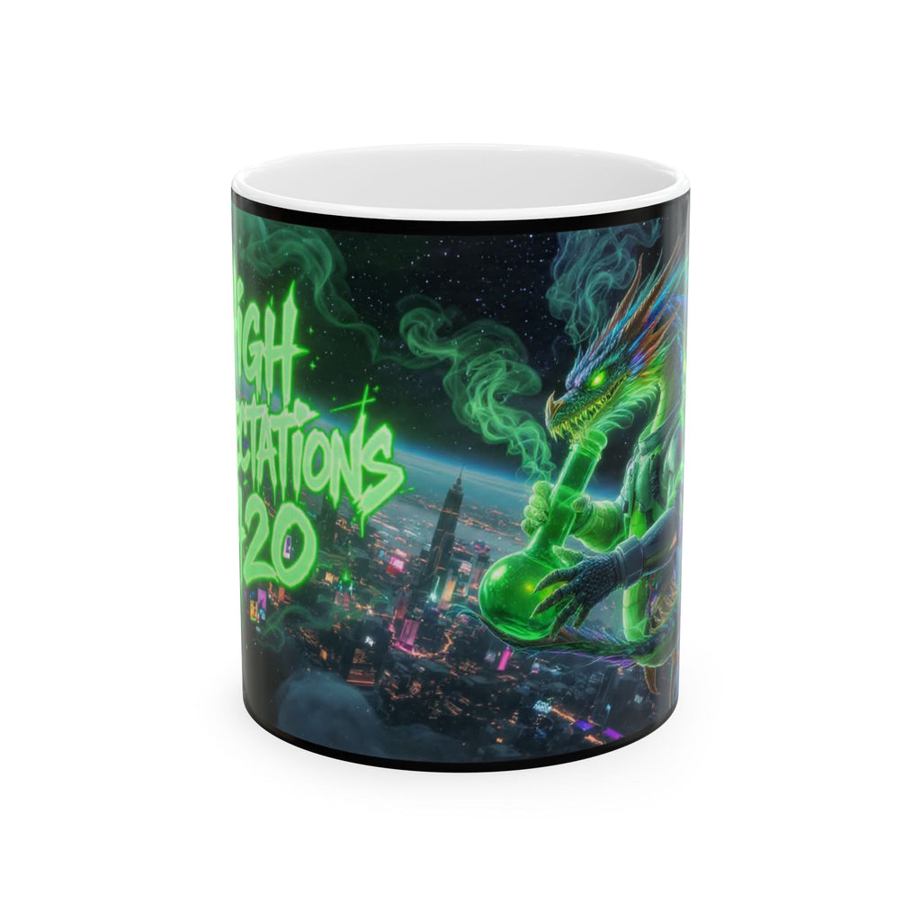 Ceramic Mug — Neon Dragon Smoking Bong Cityscape "Night Elevations 2020"