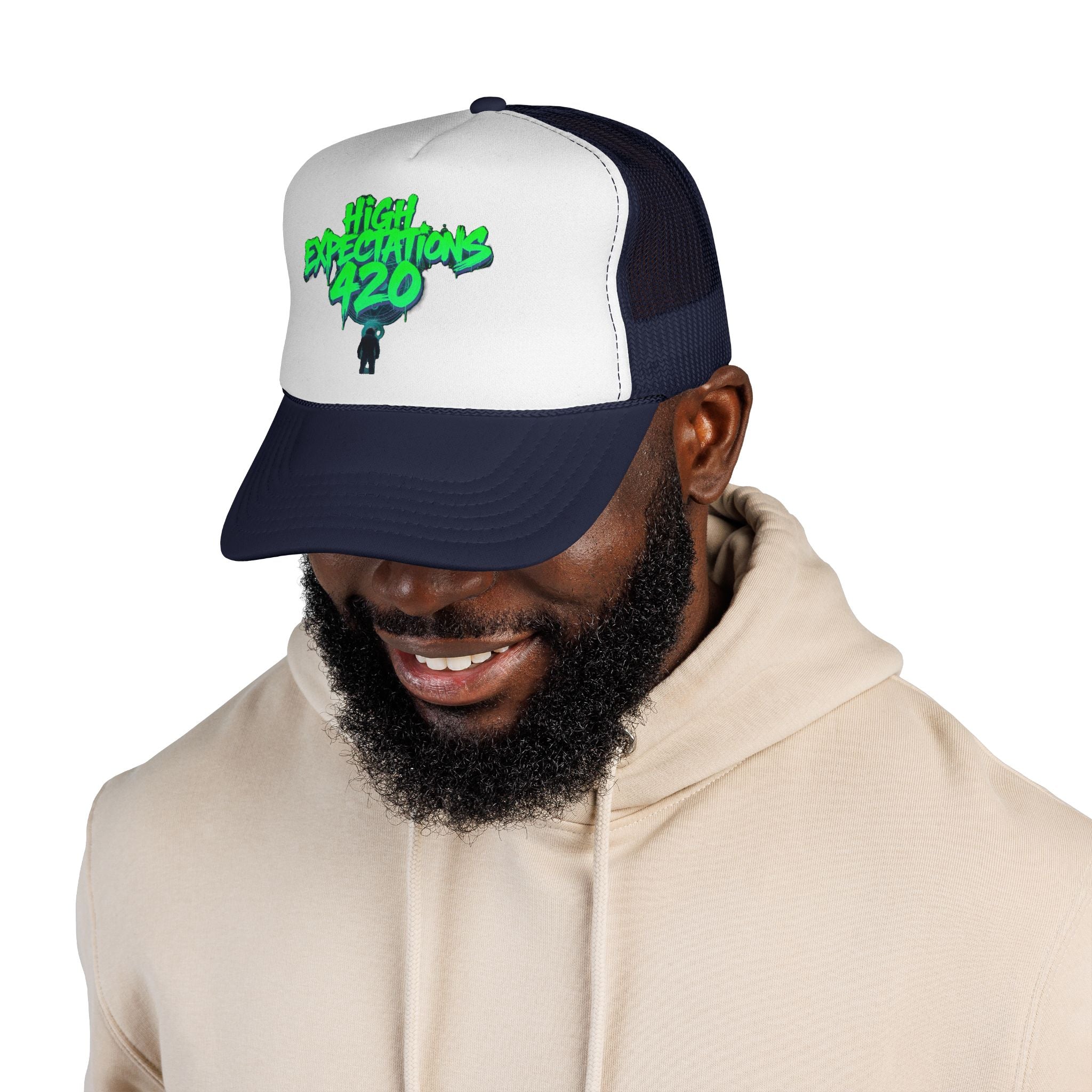 Trucker Cap — "High Expectations 420" Graphic Mesh Hat