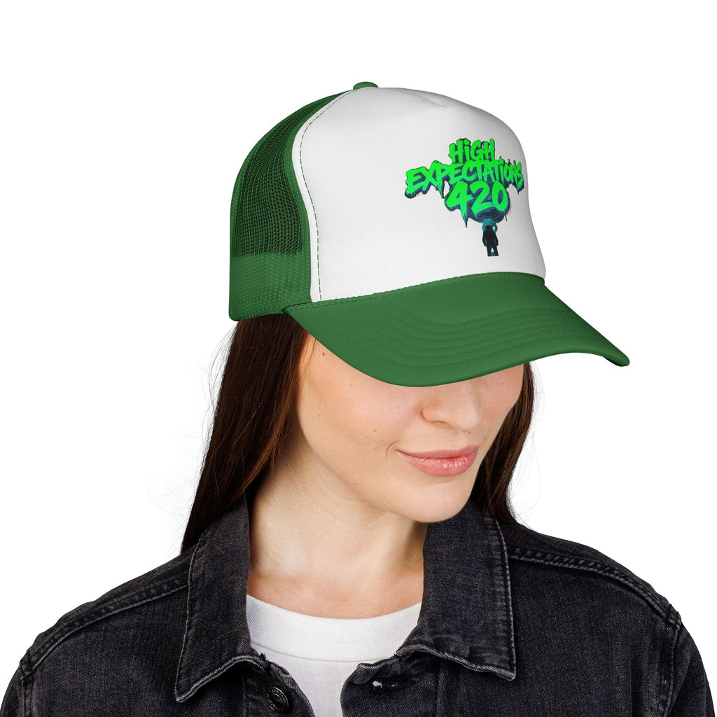 Trucker Cap — "High Expectations 420" Graphic Mesh Hat