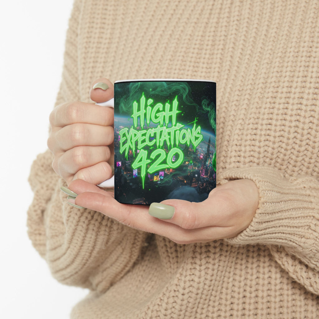 Ceramic Mug — Neon Dragon Smoking Bong Cityscape "Night Elevations 2020"