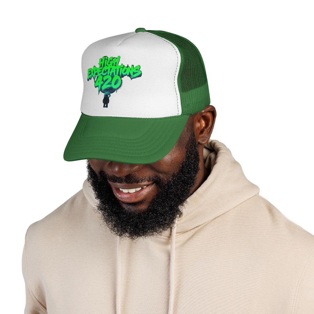 Trucker Cap — "High Expectations 420" Graphic Mesh Hat