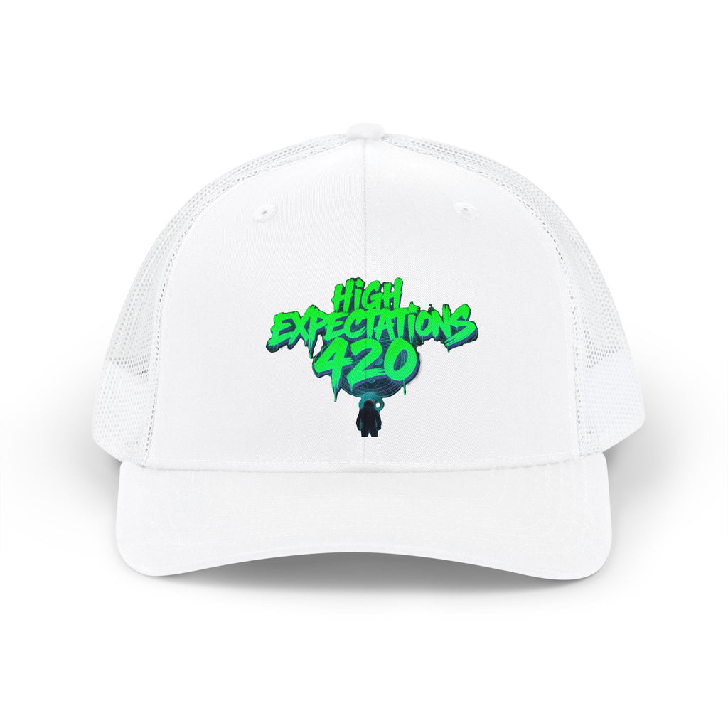 Snapback Trucker Cap — "High Expectations 420" Neon Graffiti Hat