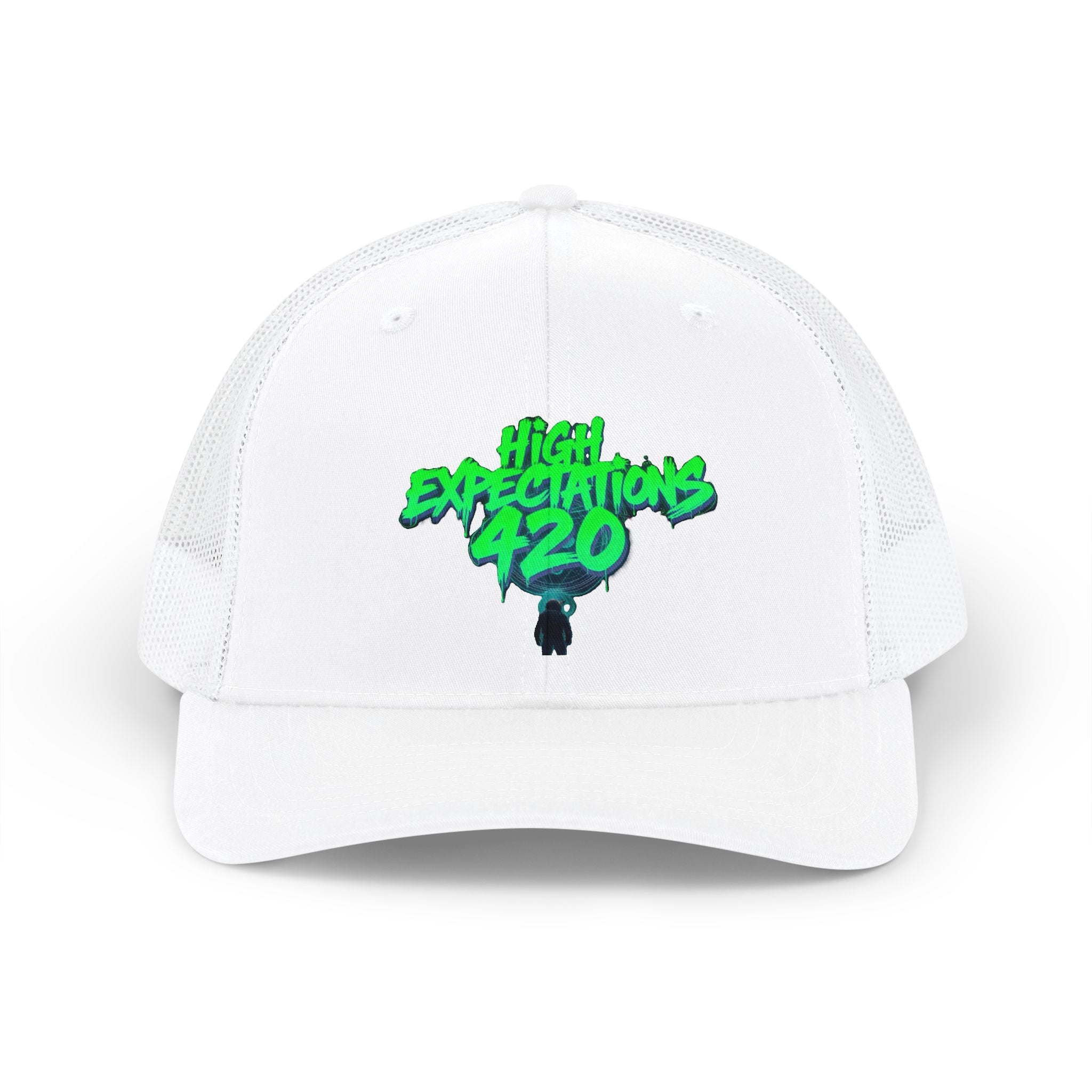 Snapback Trucker Cap — "High Expectations 420" Neon Graffiti Hat