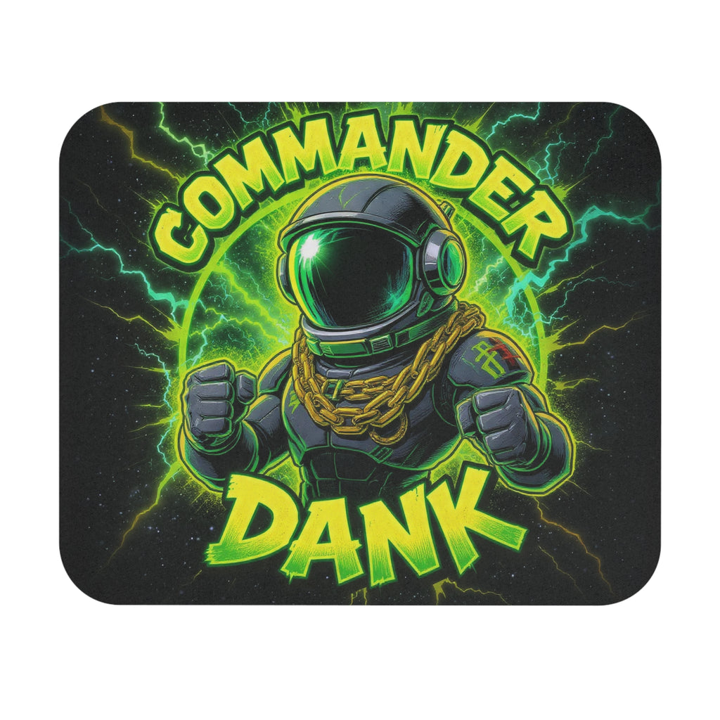 Commander Dank Mouse Pad — Neon Gamer Astronaut Desk Mat
