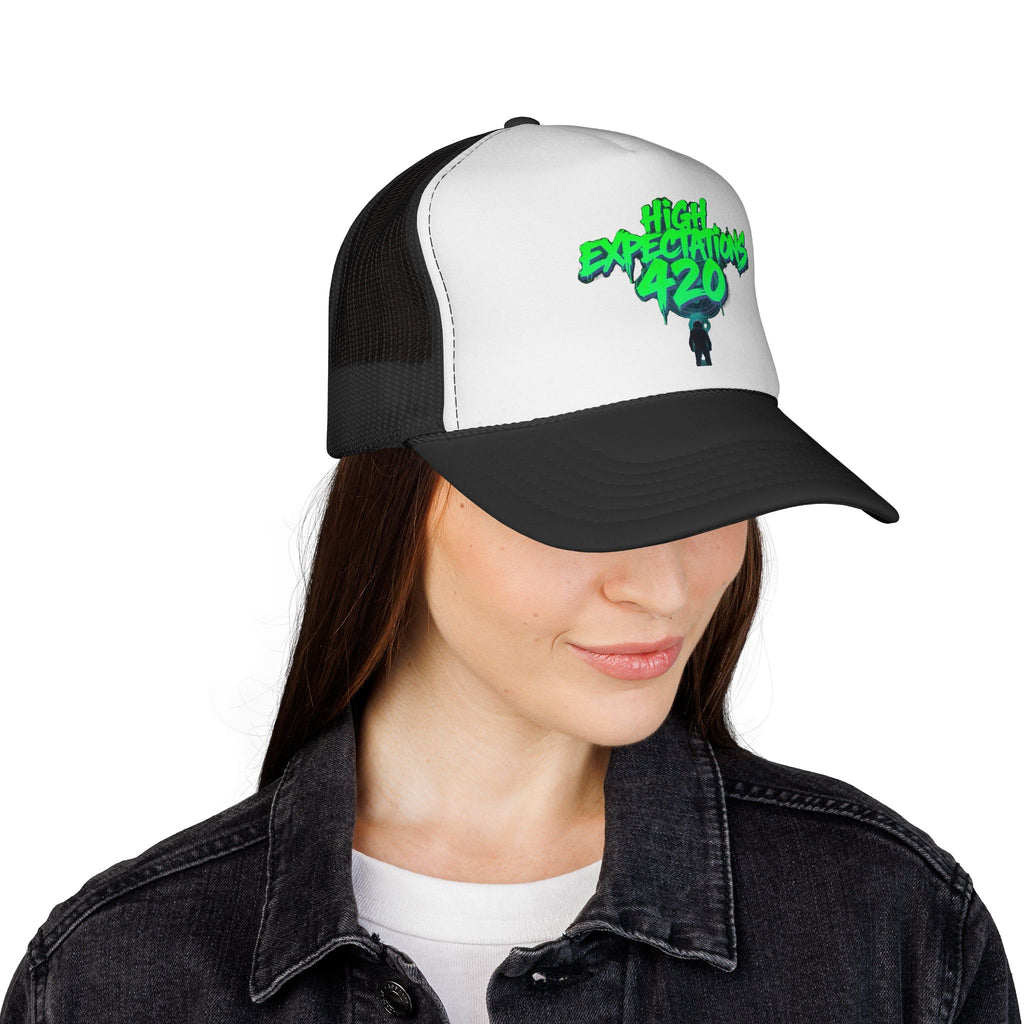 Trucker Cap — "High Expectations 420" Graphic Mesh Hat